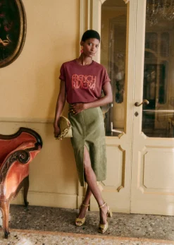 Sezane T-shirts|T-Shirt French Riviera Brun / Corail