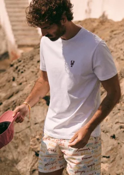 Sezane T-shirts|Le Bain|T-Shirt Homard Blanc