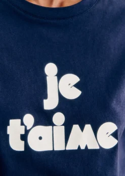 Sezane T-shirts|T-Shirt Je T'aime Marine / Ecru