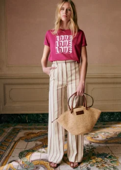 Sezane Le Bain|T-shirts|T-Shirt Love Love Love Bordeaux / Ecru