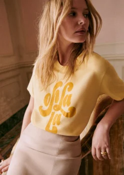 Sezane Le Bain|T-shirts|T-Shirt Oh La La Jaune / Ocre