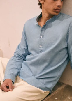 Sezane Denim|Chemises denim|Tunique Buster Denim Délavé