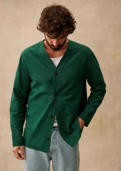 Sezane Vestes coton|Veste Clément Seersucker Vert
