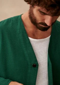 Sezane Vestes coton|Veste Clément Seersucker Vert