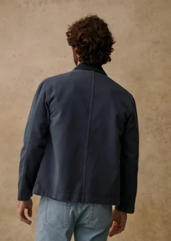Sezane Vestes coton|Veste Devon Bleu Acier