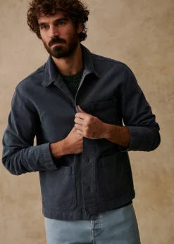 Sezane Vestes coton|Veste Devon Bleu Acier
