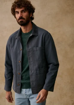 Sezane Vestes coton|Veste Devon Bleu Acier