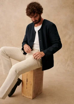 Sezane Vestes coton lin|Veste Germain Marine