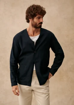 Sezane Vestes coton lin|Veste Germain Marine