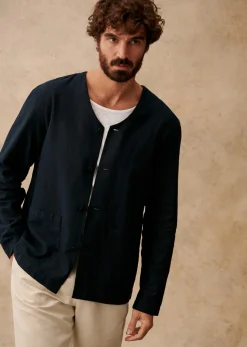 Sezane Vestes coton lin|Veste Germain Marine