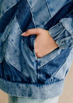 Sezane Vestes & Manteaux|Veste Rony Denim Patchwork