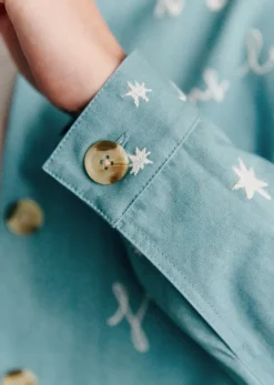 Sezane Vestes & Manteaux|Veste Will - Sézane X Pangea Broderie Oiseaux Libres Bleu
